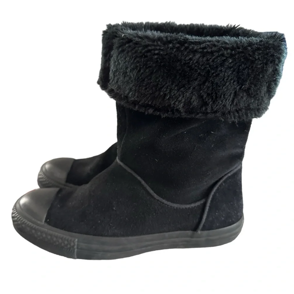 converse chuck taylor andover hi slipon black suede leather womens boots 525937c